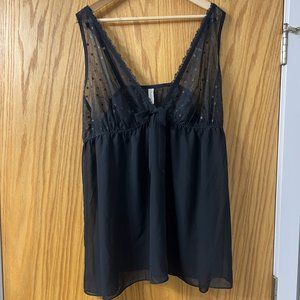 Cacique Lane Bryant Sheer Babydoll Slip with Metallic Polka Dot - Size 22/24